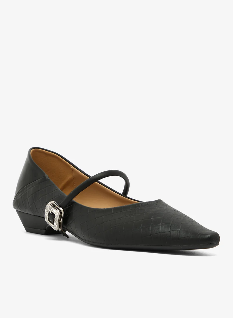 Ginger Woven Pattern Strap Detail Mary Janes